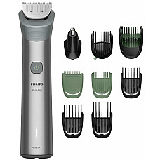 Тример Philips Series 5000, для обличчя, голови, тіла, акум., насадок-9, сталь, сірий