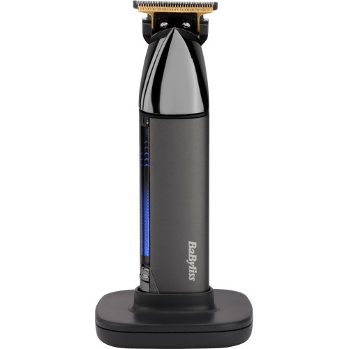 Тример Babyliss Super-X Metal Black Edition, для вусів та бороди, акум., насадок-2, кейс, підставка, сталь, чорно-сірий