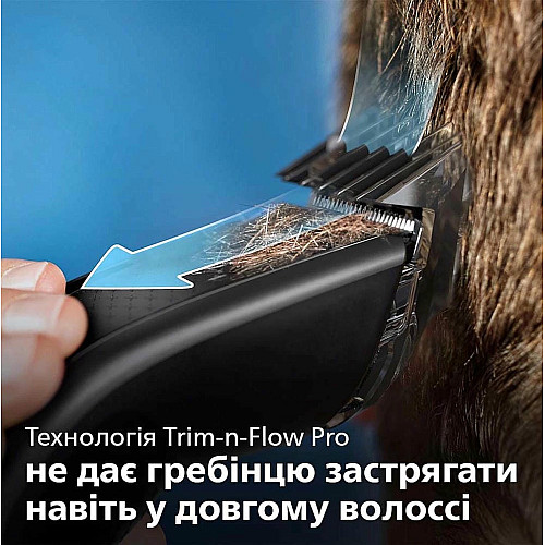 Машинка для стрижения Philips Series 7000, акум., роторный мотор, насадок-3, кейс,ножницы, расческа в компл, сталь, черно-серый