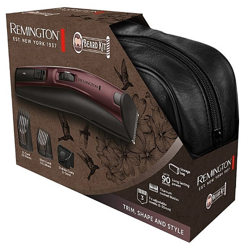 Триммер Remington Beard Kit, для бороды, усов и головы, акум., титан.напил., бордовый
