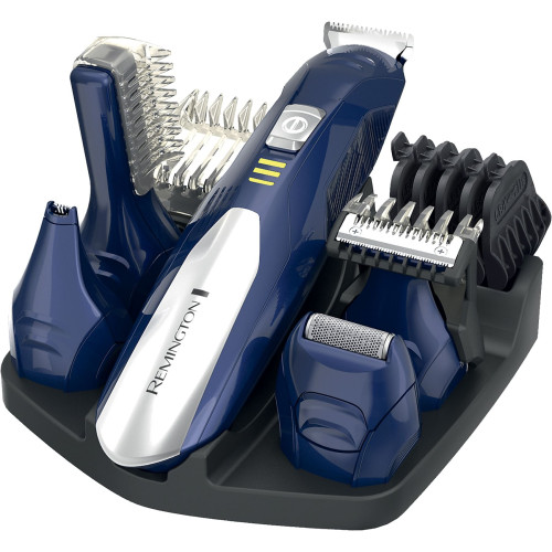 Набір для стрижки Remington All in one kit, для бороди, вусів, голови і тіла, мережа+акум., насадок-11, титан.напил., синьо-сріблястий