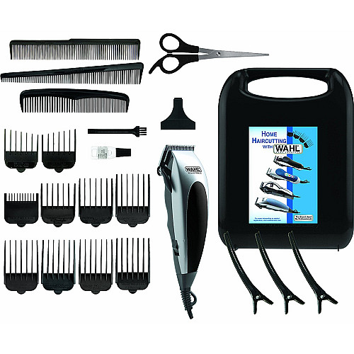 Машинка для стрижки WAHL HomePro, от сети, вибрационный мотор, насадок-8, кейс,ножницы, расческа в компл, сталь, черно-серебристый
