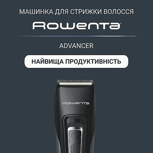 Машинка для стрижки Rowenta Advancer, для бороды, усов, головы, сеть+акум., роторный мотор, насадок-3, кейс, титан.напыл., темно-синий