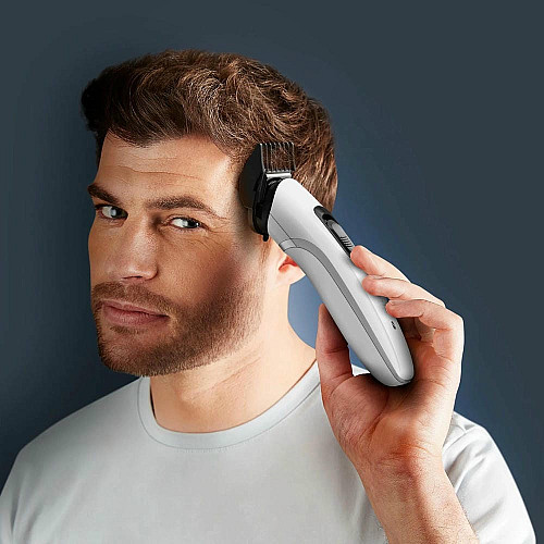 Триммер Rowenta Trim&Style, для бороды, носа, усов и головы, сеть+акум., насадок-7, сталь, белый