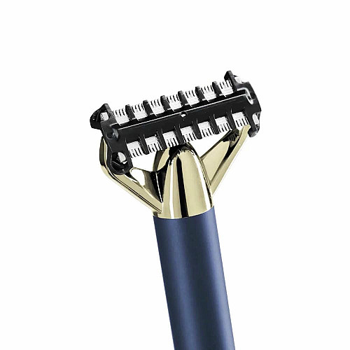 Триммер Babyliss X-Blade Super-X Metal, для усов и бороды, акум., насадок-4, кейс, подставка, сталь, синий