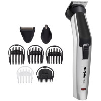 Набір для стрижки Babyliss, для бороди, вусів, голови, носа і тіла, акум., вібраційний мотор, насадок-8, чохол, сталь, сірий