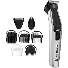 Набір для стрижки Babyliss, для бороди, вусів, голови, носа і тіла, акум., вібраційний мотор, насадок-8, чохол, сталь, сірий