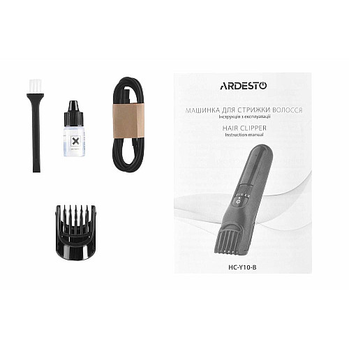 Машинка для стрижки ARDESTO HC-Y10-B, сеть+акум., насадок-1, сталь, черный