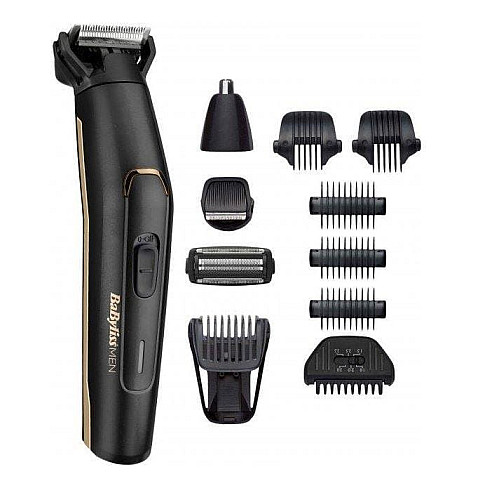 Набор для стрижки Babyliss, для бороды, усов, головы, носа и тела, акум., вибрационный мотор, насадок-10, сталь, черный.