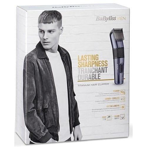 Машинка для стрижения Babyliss, сеть+аккум., вибрационный мотор, насадок-1, кейс, титан.напыл., серый