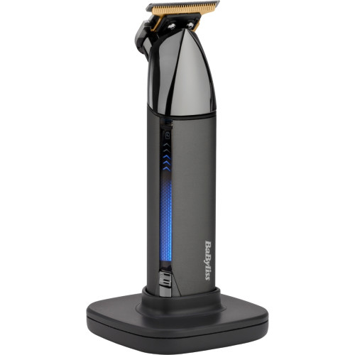 Тример Babyliss Super-X Metal Black Edition, для вусів та бороди, акум., насадок-2, кейс, підставка, сталь, чорно-сірий