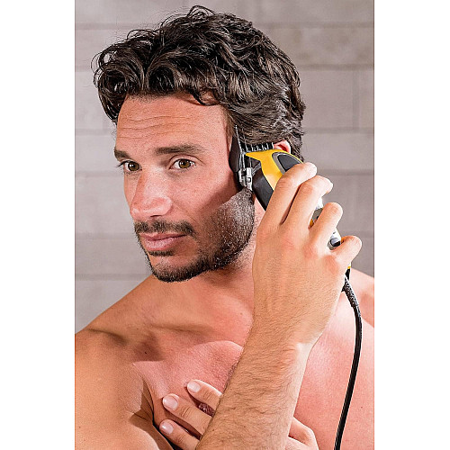 Машинка для стрижки Wahl Close Cut Pro Clipper, від мережі, вібраційний мотор, насадок-6, кейс, сталь, жовтий