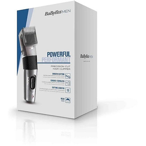 Машинка для стриження  Babyliss, мережа+акум., вібраційний мотор, насадок-1, кейс, сталь, сірий