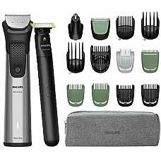 Тример Philips Series 9000, для обличчя, голови, тіла, акум., насадок-17, OneBlade в компл., сталь, сірий