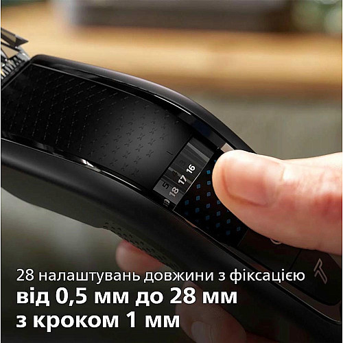 Машинка для стрижения Philips Series 7000, акум., роторный мотор, насадок-3, кейс,ножницы, расческа в компл, сталь, черно-серый