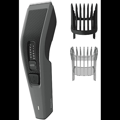 Машинка для стрижения Philips Series 3000, акум., роторный мотор, насадок-2, сталь, черно-серый