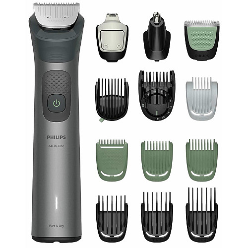 Тример Philips Series 7000, для бороди, голови та тіла, насадок-15, сталь, сірий