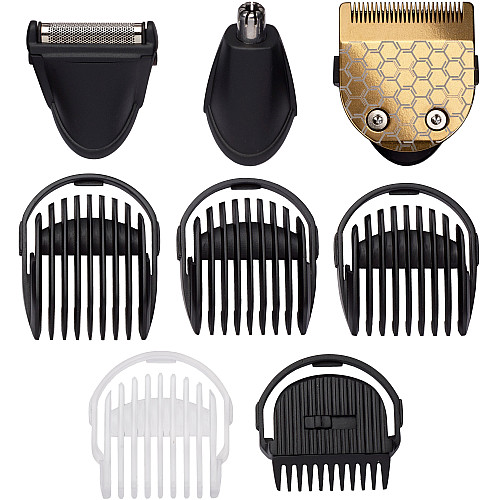Набір для стрижки Babyliss, для бороди, вусів, голови, носа і тіла, акум., вібраційний мотор, насадок-8, чохол, сталь, сірий
