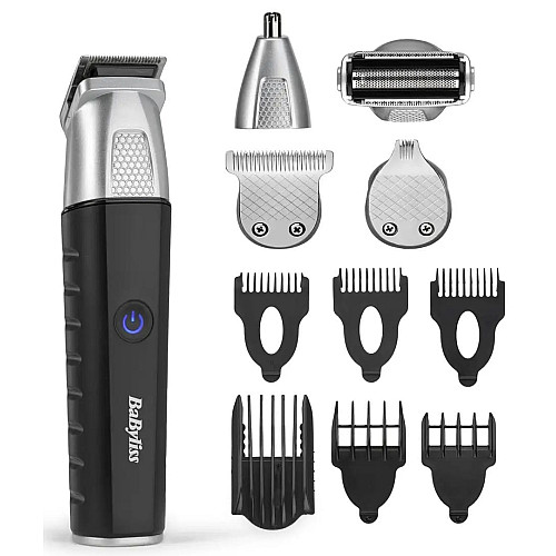 Набор для стрижки Babyliss Lithium Power, для бороды, усов, головы, носа и тела, акум., вибрационный мотор, насадок-10, сталь, черный