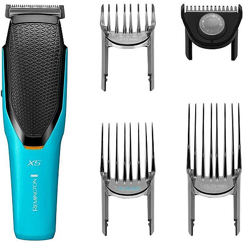Машинка для стрижки Remington Power X Series X5, сеть+аккум., роторный мотор, насадок-4, сталь, черно-бирюзовый
