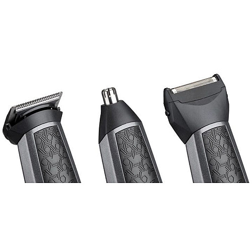 Набор для стрижки Babyliss, для бороды, усов, головы, носа и тела, акум., вибрационный мотор, насадок-9, сталь, серый