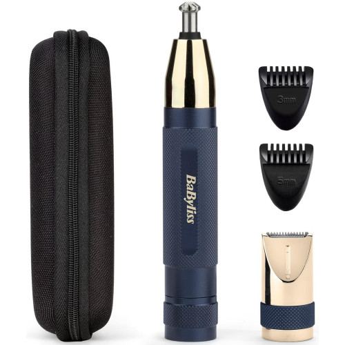 Тример Babyliss Diamond Precision, для брів, вусів, носа та вух, 1хАА, насадок-3, чохол, сталь, синій