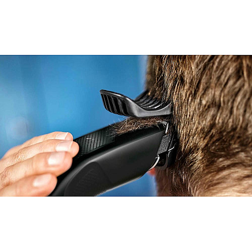 Машинка для стрижки Philips Series 3000, от сети, роторный мотор, насадок-2, сталь, черный