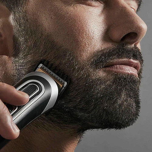 Триммер Rowenta Trim & Style, для бороды, усов, головы и тела, сеть+акум., роторный мотор, насадок-11, чехол, титан.напыл., черно-серебристый