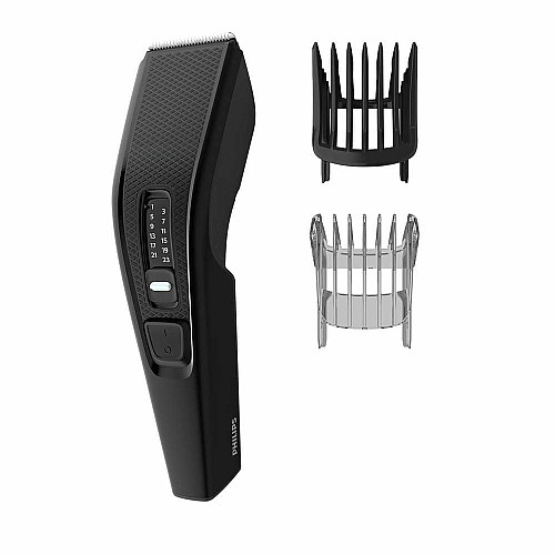 Машинка для стрижки Philips Series 3000, от сети, роторный мотор, насадок-2, сталь, черный