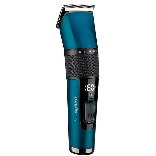Машинка для стрижки Babyliss, сеть+аккум., вибрационный мотор, насадок-8, кейс, титан.напыл., синий