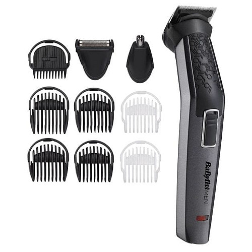 Набор для стрижки Babyliss, для бороды, усов, головы, носа и тела, акум., вибрационный мотор, насадок-9, сталь, серый