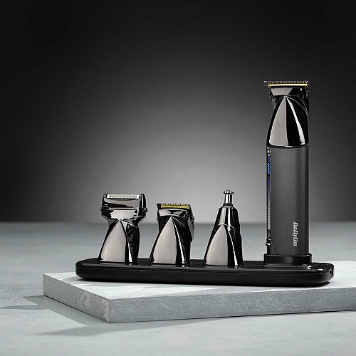 Набор для стрижки Babyliss Super-X Metal Black Edition, для головы, усов, бороды, носа и тела, акум., насадок-15, сумка для хранения, подставка, сталь, черный