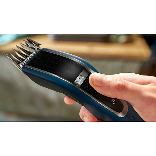 Машинка для стрижения Philips Series 5000, акум., роторный мотор, насадок-3, сталь, черно-синий
