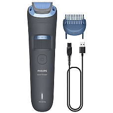 Тример Philips Series 3000, для бороди і вусів, акум., сталь, синій