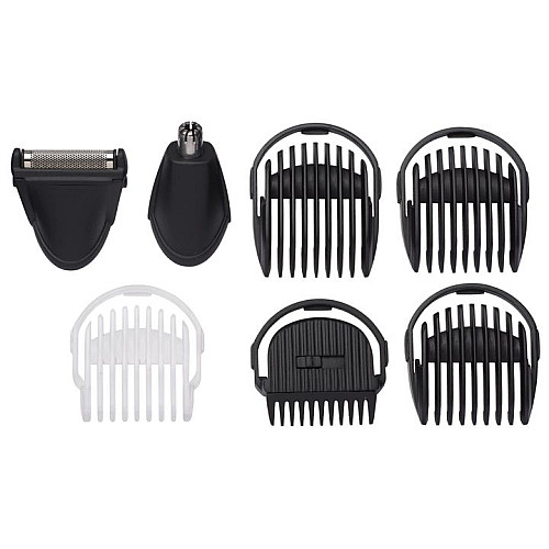 Набір для стрижки Babyliss, для бороди, вусів, голови і носа, акум., вібраційний мотор, насадок-6, сталь, чорний