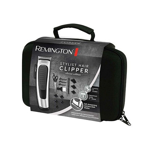 Машинка для стрижки Remington Classic Edition, мережа+акум., роторний мотор, насадок-8, кейс, акс. компл, сріблястий