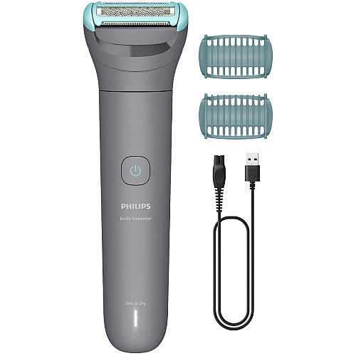 Тример Philips Series 3000, для тіла, акум., насадок-2, сталь, сірий