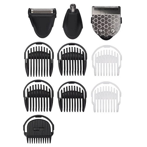 Набор для стрижки Babyliss, для бороды, усов, головы, носа и тела, акум., вибрационный мотор, насадок-9, сталь, серый