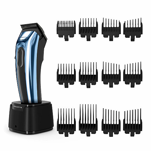 Машинка для стрижки Rowenta Barber Experience, для голови, мережа+акум., роторний мотор DC, насадок-12, нержавіюча сталь з покриттям DLC, синій