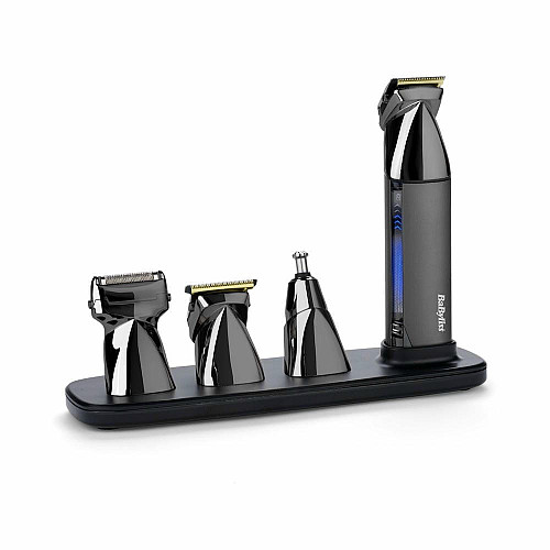 Набор для стрижки Babyliss Super-X Metal Black Edition, для головы, усов, бороды, носа и тела, акум., насадок-15, сумка для хранения, подставка, сталь, черный