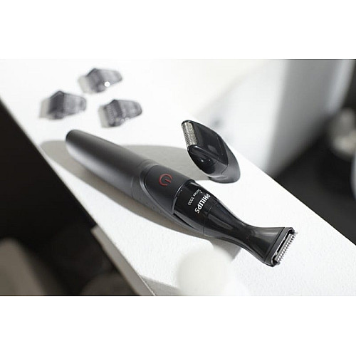 Тример Philips Multigroom series 1000, для бороди і вусів, 1хАА, насадок-4, сталь, чорний