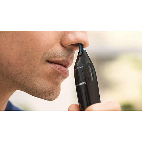 Тример Philips Series 1000, для носа та вух, 1хАА, сталь, чорний