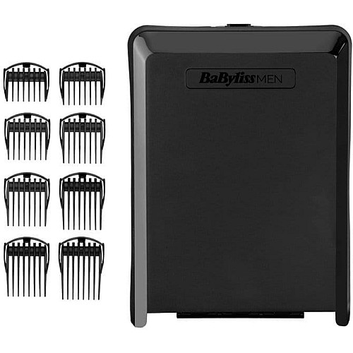 Машинка для стрижки Babyliss, сеть+аккум., вибрационный мотор, насадок-8, кейс, титан.напыл., синий