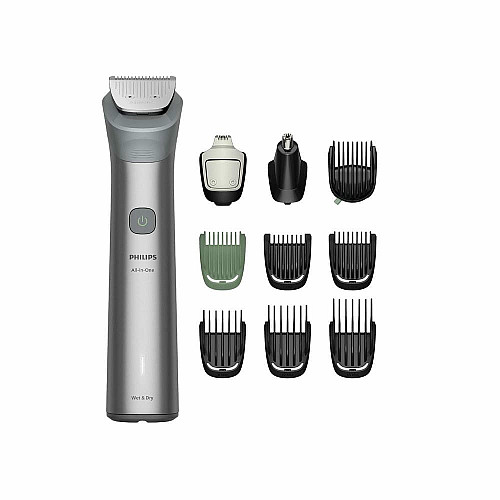 Тример Philips Series 5000, для бороди, голови та тіла, насадок-10, сталь, сірий