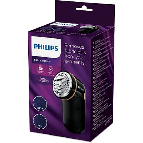Машинка для удаления катышек Philips, 8800 оборотов в мин, большая площадь лезвий, 2хАА в комплекте, черный