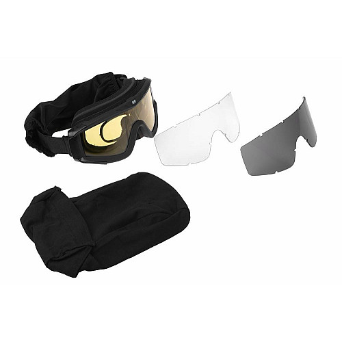 Маска тактична, захисна 2E Hawk WS Black Anti-fog, 3-х шаровий ущільнювач, сумка, 3 лінзи
