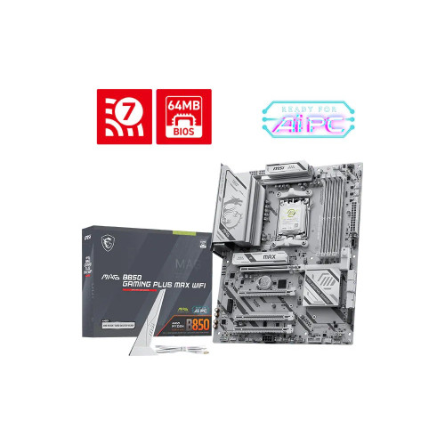 Материнcька плата MSI MAG B850 GAMING PLUS MAX WIFI sAM5 B850 4xDDR5 M.2 DP Wi-Fi BT ATX