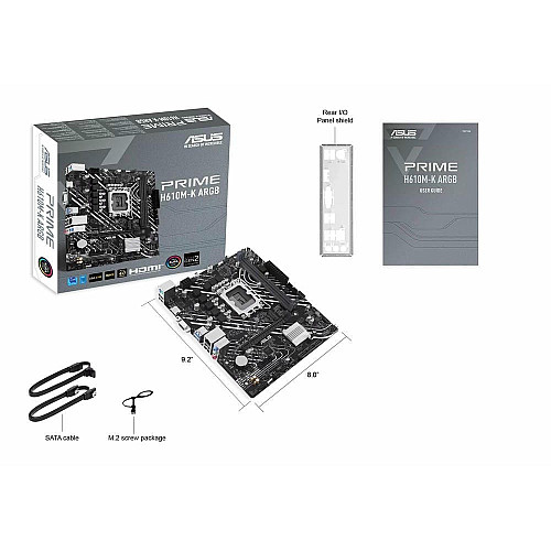 Материнская плата ASUS PRIME H610M-K ARGB s1700 H610 2xDDR5 M.2 HDMI D-Sub mATX ARGB