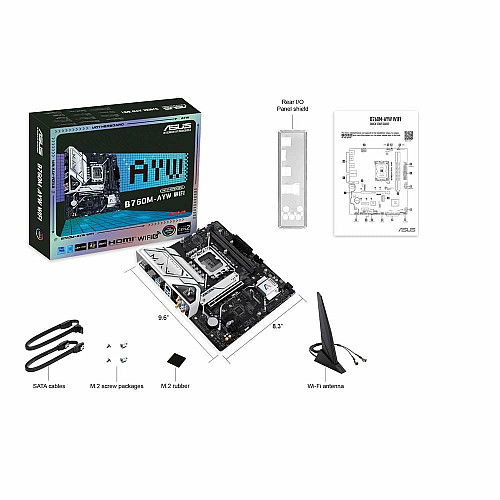 Материнская плата ASUS B760M-AYW WIFI-SI s1700 B760 2xDDR5 M.2 HDMI Wi-Fi BT mATX