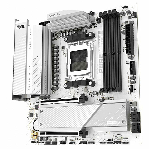 Материнская плата SAPPHIRE PURE B850M WIFI sAM5 B850 4xDDR5 M.2 HDMI DP Wi-Fi BT mATX белый